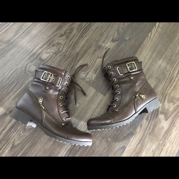 Brown Combat Boots - Picture 1 of 2